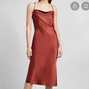 Express Rust Cowl Neck Slip Midi Dress
